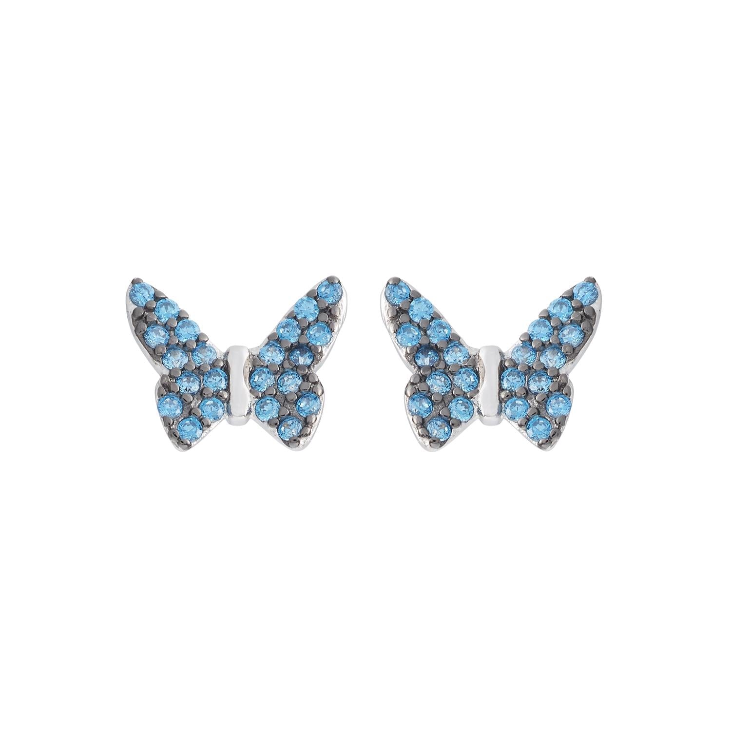 Orecchini AMBROSIA argento farfalla pavé zirconi azzurri AAO 245 - bonini-gioielli