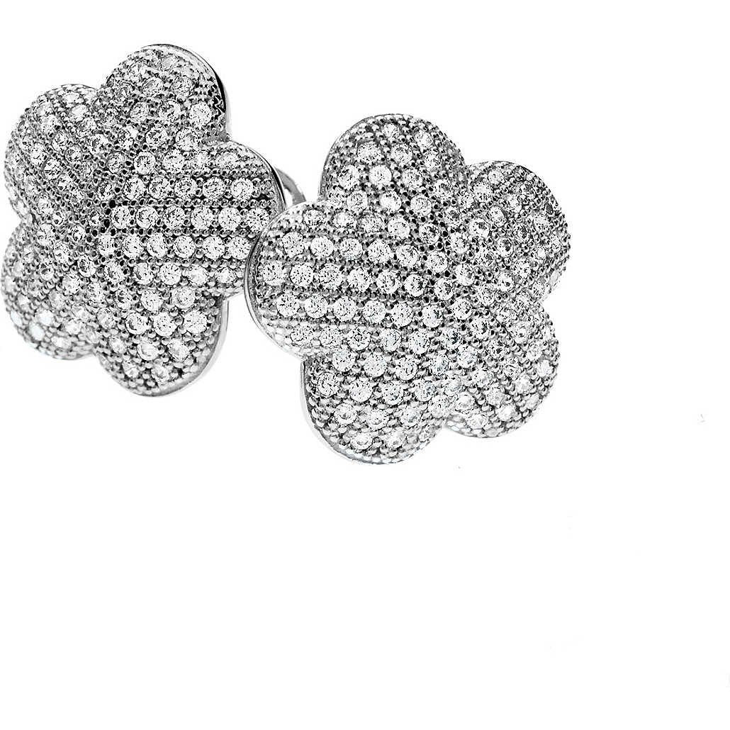 Orecchini AMBROSIA fiore in argento e pavé zirconi AAO 006 - bonini-gioielli