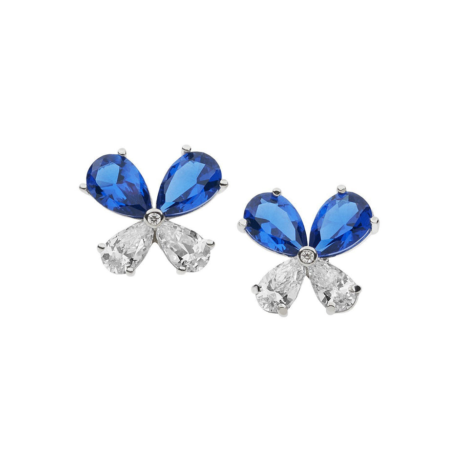 Orecchini COMETE farfalle argento zirconi bianchi e blu ORA 132 - bonini-gioielli