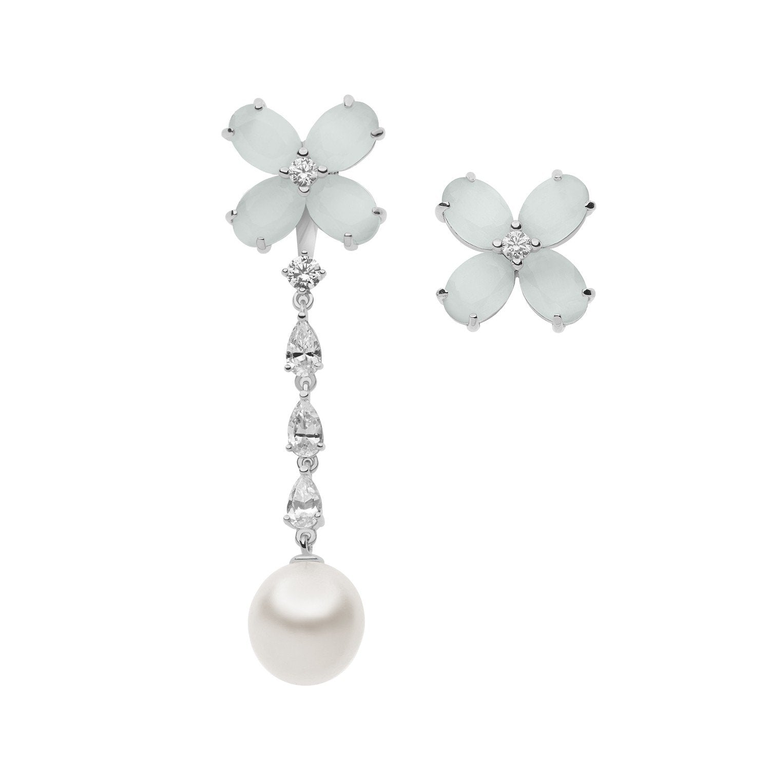 Orecchini pendenti COMETE GIOIELLI argento collezione farfalle con zirconi, cristalli e perla ORA 128 - bonini-gioielli