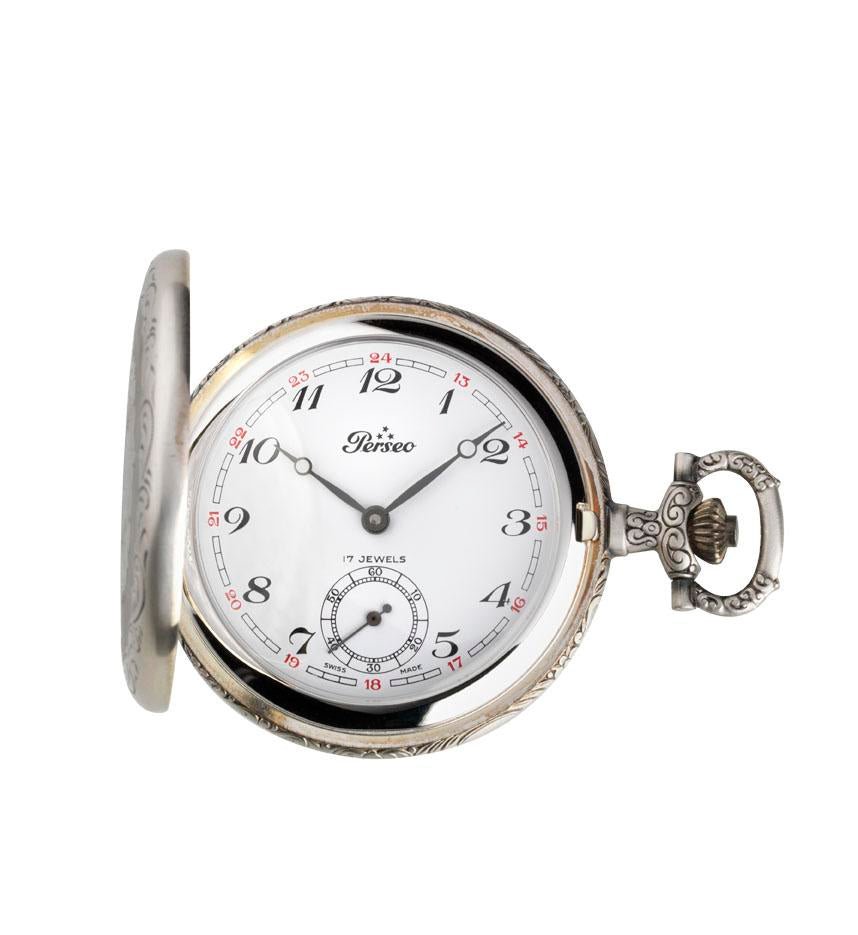 Orologio tasca PERSEO meccanico cassa in metallo con coperchio ref. 17102/SPMET - bonini-gioielli