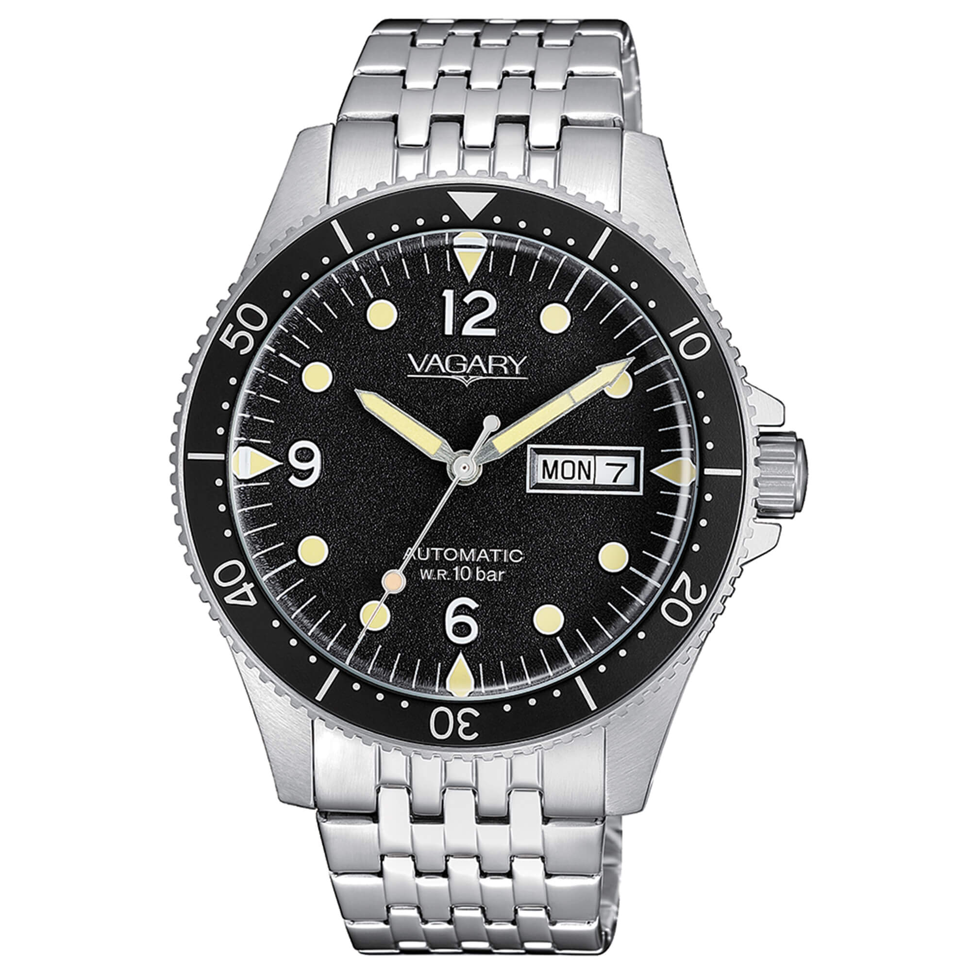 orologio VAGARY uomo G. MATIC Aqua cassa e bracciale acciaio IX3-319-53 - bonini-gioielli