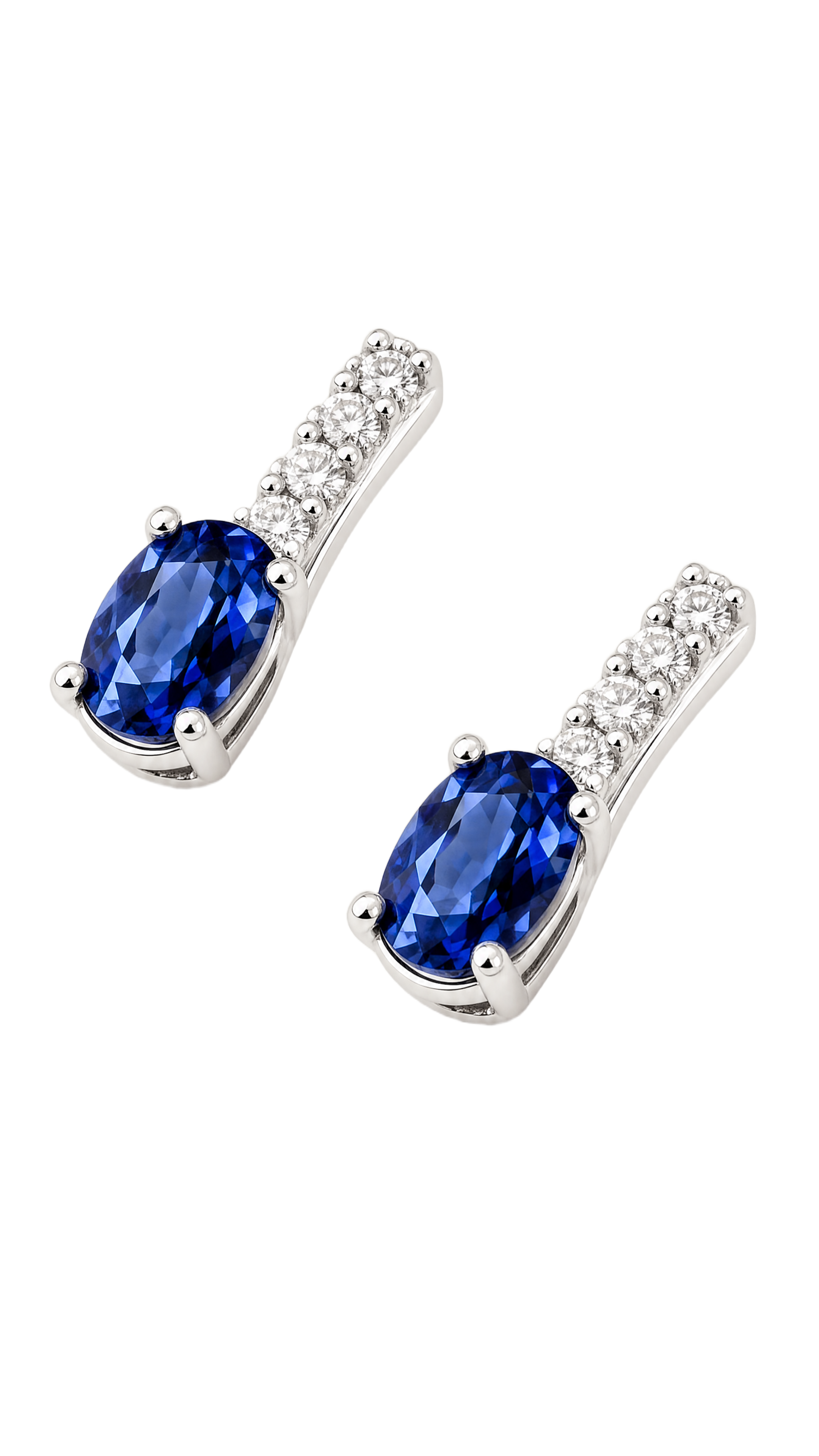 Orecchini pendenti oro bianco, diamanti e zaffiri blu|bnini-gioielli