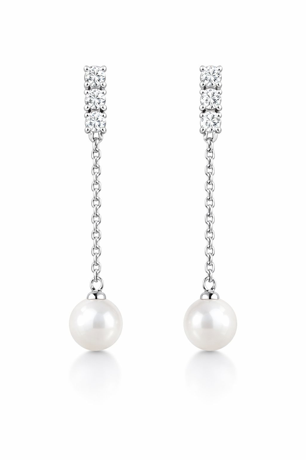 Orecchini pendenti oro bianco perle e diamanti Salvini|bonini-gioielli