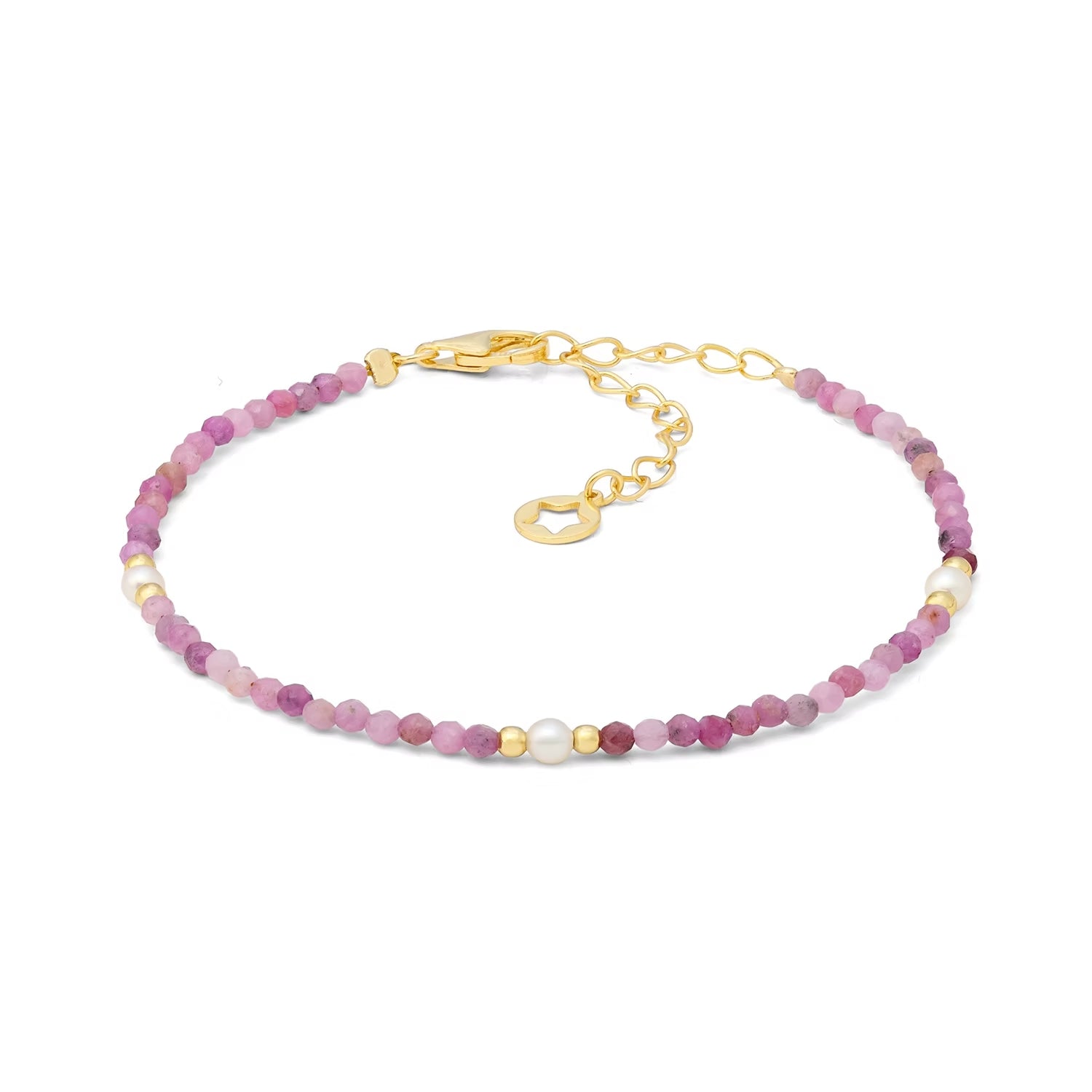 bracciale argento dorato rubini e perlin BRA 285 di COMETE GIOIELLI|bonini-gioielli