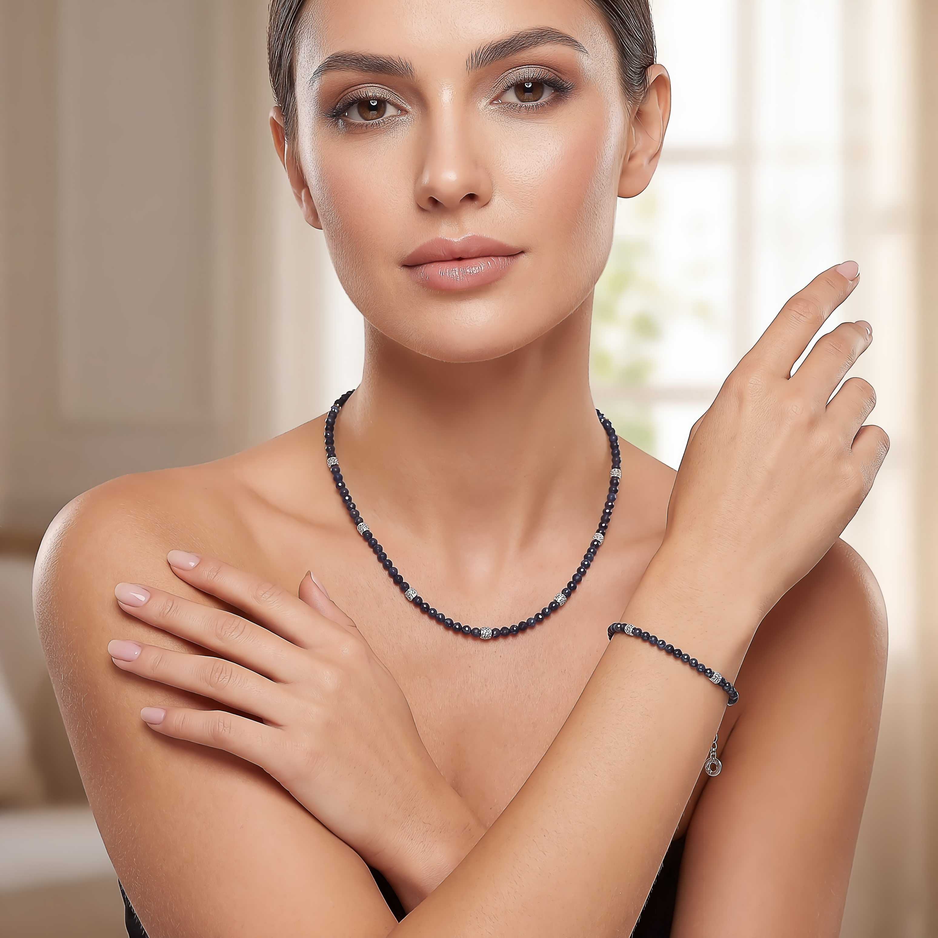 parure-girocollo e bracciale COMETE zaffiri blu e zirconi|bonini-gioielli