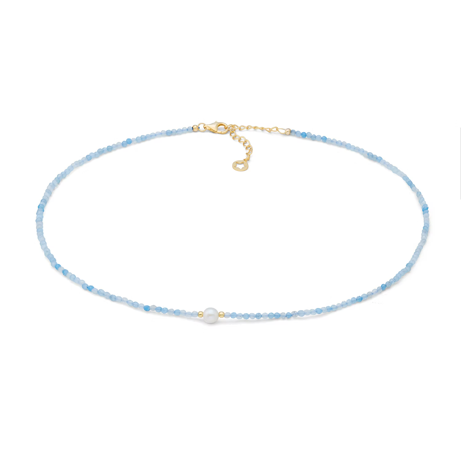 Girocollo argento dorato, acquamarina e perla Gift & Colour GLA298 COMETE|bonini-gioielli
