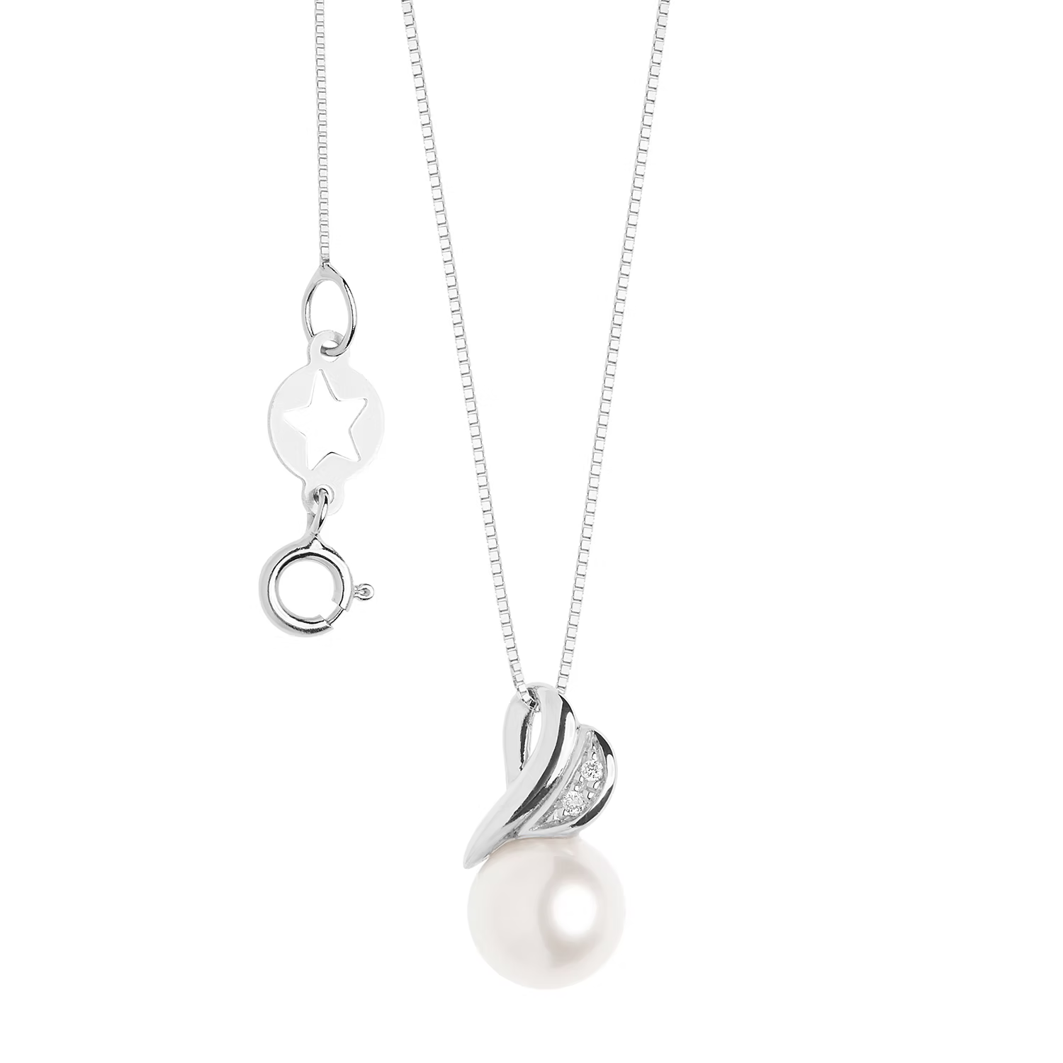 Girocollo Perle d'Amore oro bianco e Diamanti GLP 625 COMETE|bonini-gioielli