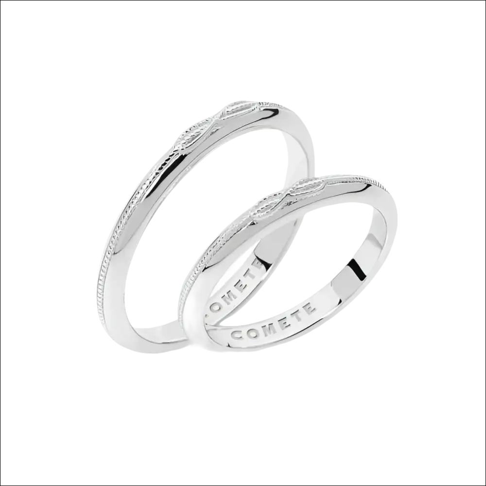 Anello Infinito Argento COMETE GIOIELLI con fedi in oro bianco, motivo foglia e bordi milgrain