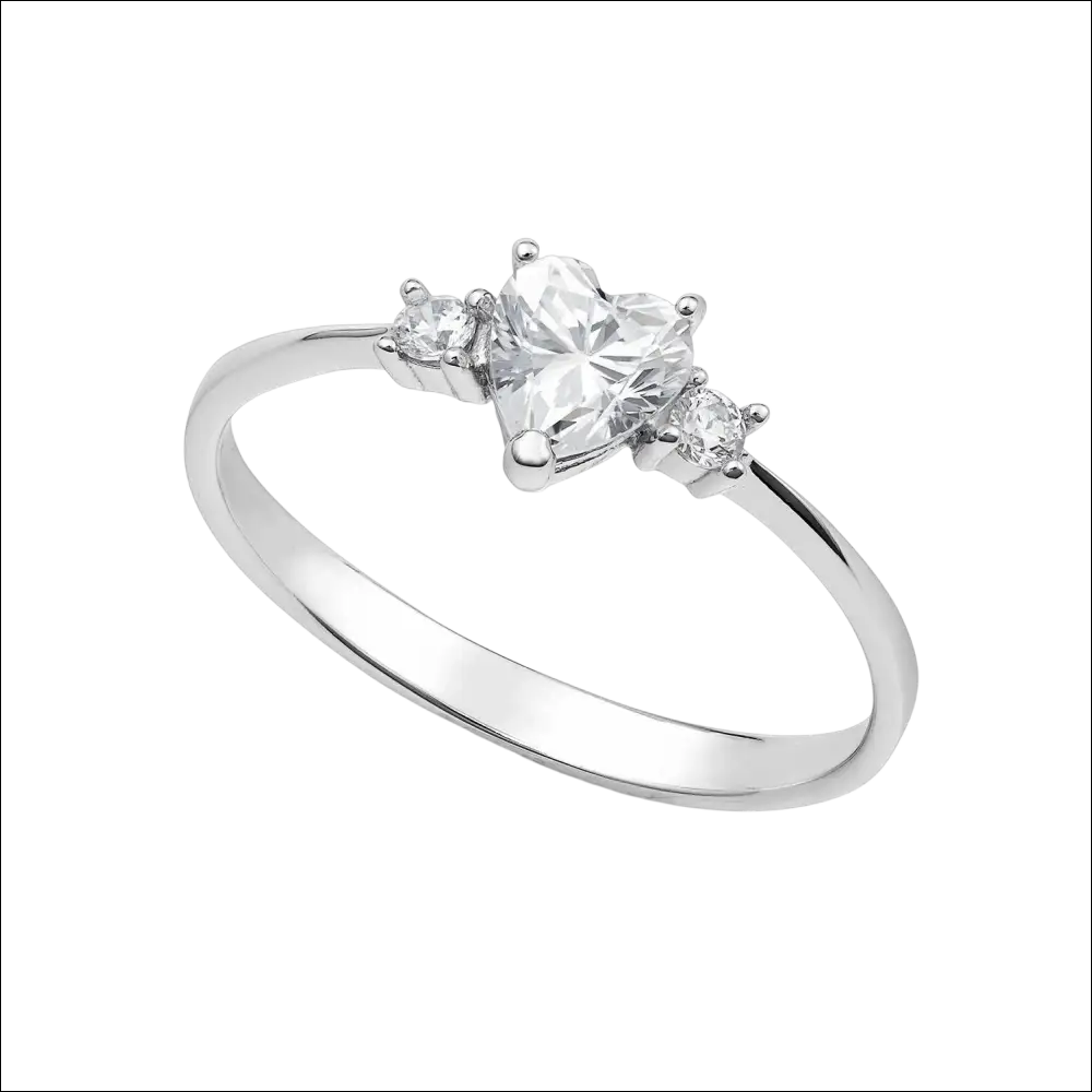 Anello Oro Bianco Cuore Zirconi Ambrosia AAZ 145 con diamante a cuore