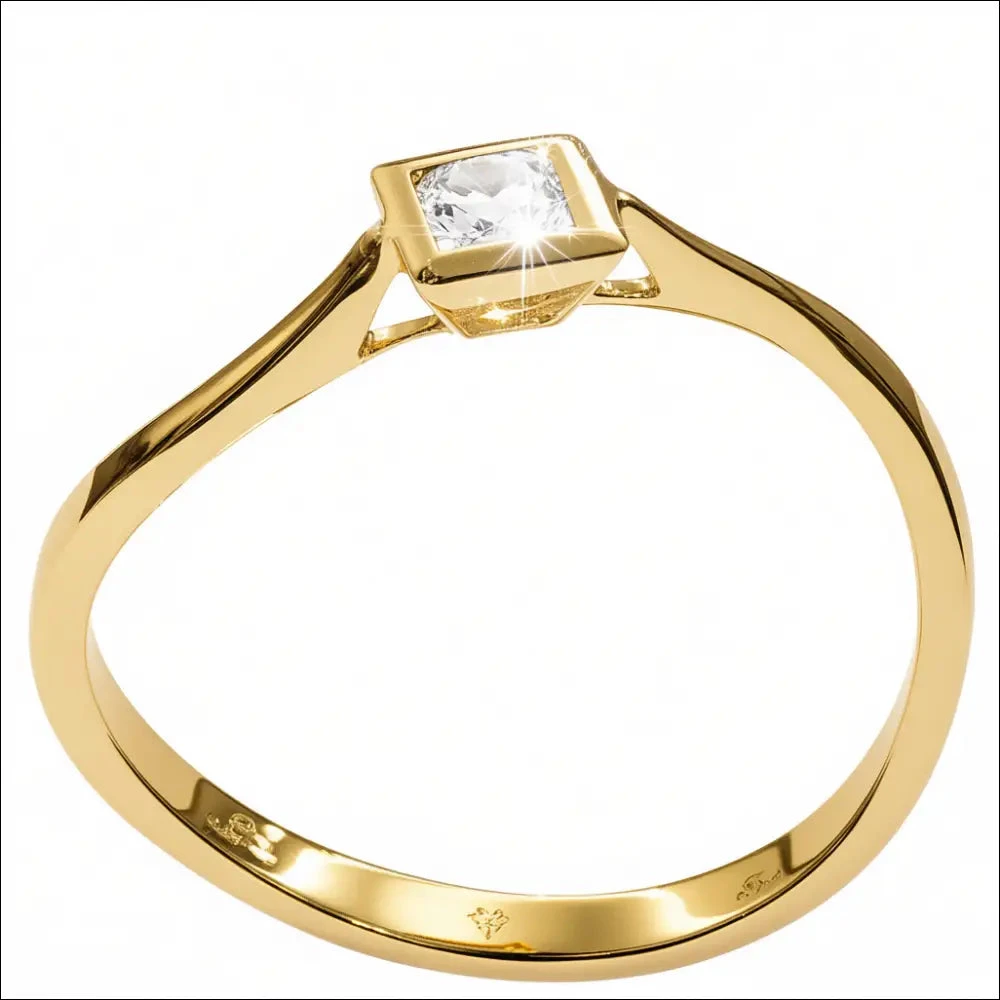 Anello Oro Giallo 750/1000 e Diamante Carré 0,16 ct|bonini-gioielli