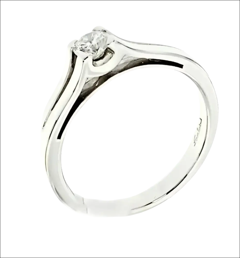 Anello Solitario Diamante Salvini Oro Bianco con brillante diamante e montatura split shank