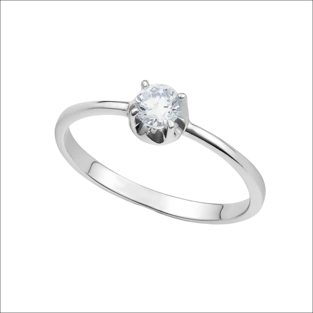 Anello solitario Ambrosia AAZ 141 oro bianco e zircone, vista elegante