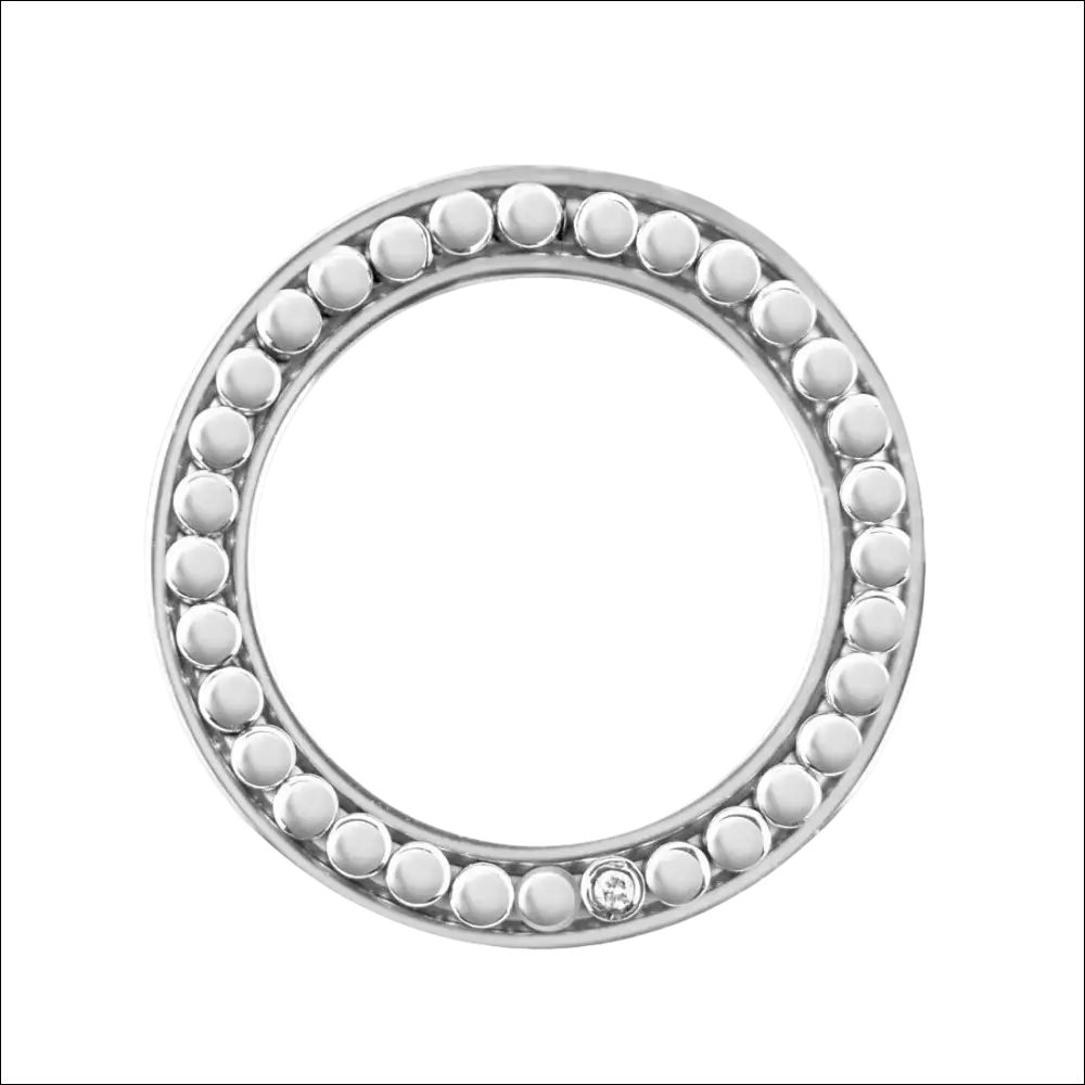 Anello uomo in acciaio con design a perline e piccolo diamante accentuato