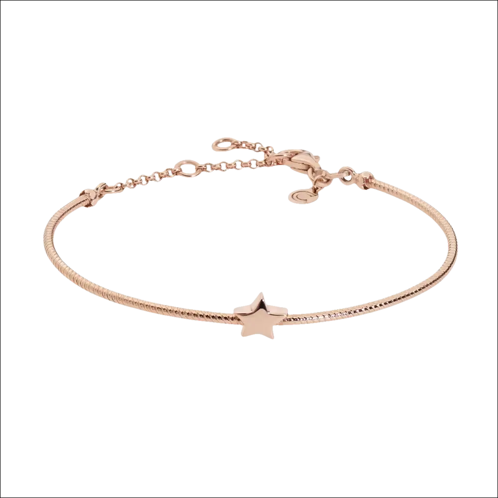 Bracciale Argento Stella Comete in oro rosa con charm a stella flessibile