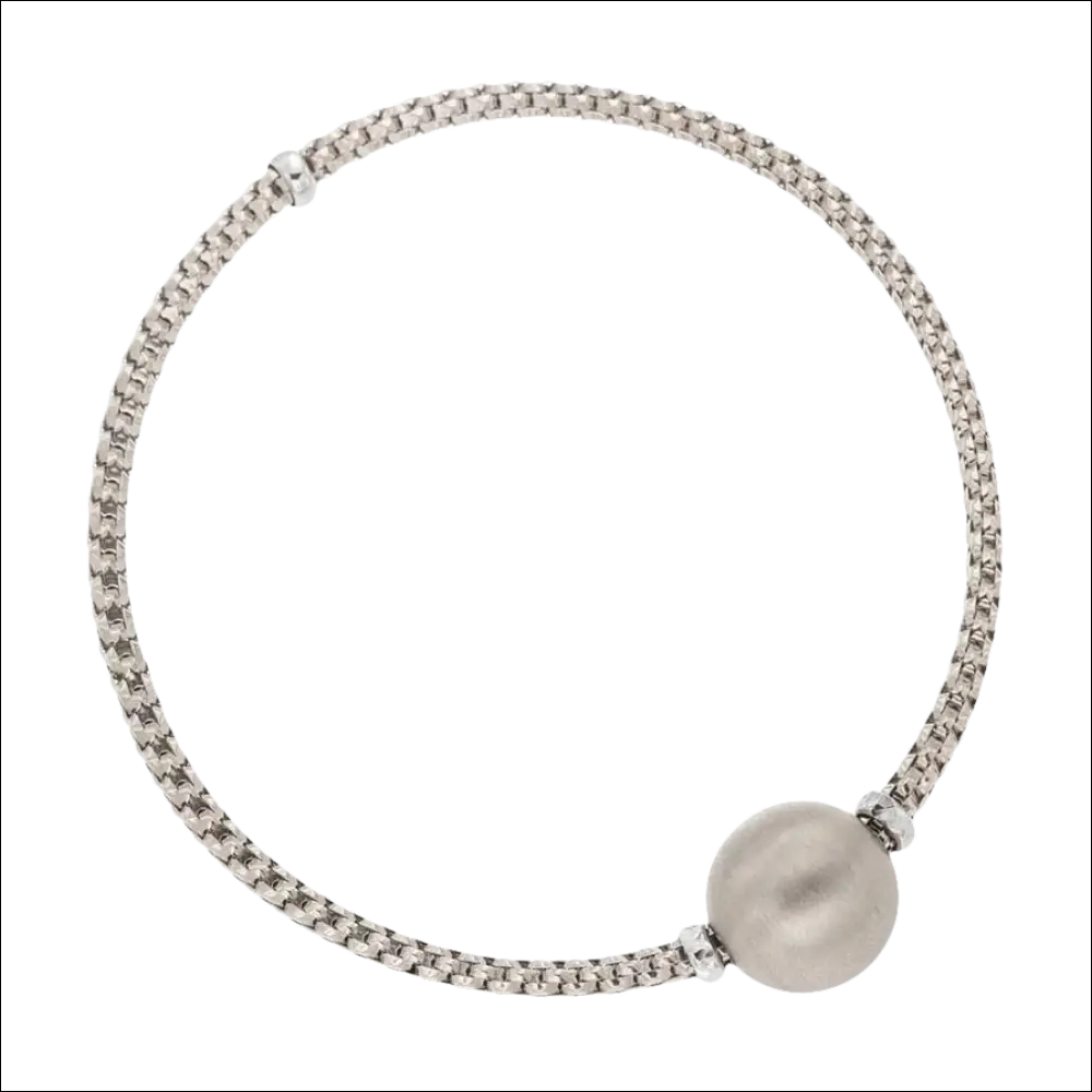 Bracciale Oro Bianco Galileo Sparkling Glamour con catena in mesh argento e sfera opaca