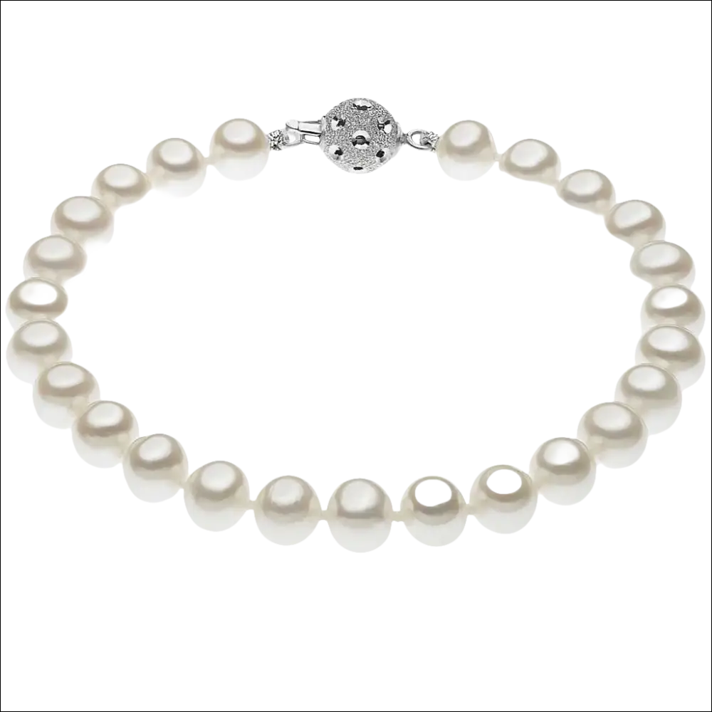 Bracciale Perle Akoya COMETE BSM 117 B con perle bianche e chiusura sferica brillante