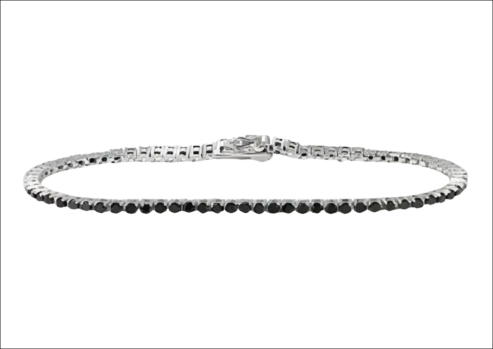 Bracciale Tennis Argento e Zirconi Neri Bliss con pietre nere e chiusura in argento