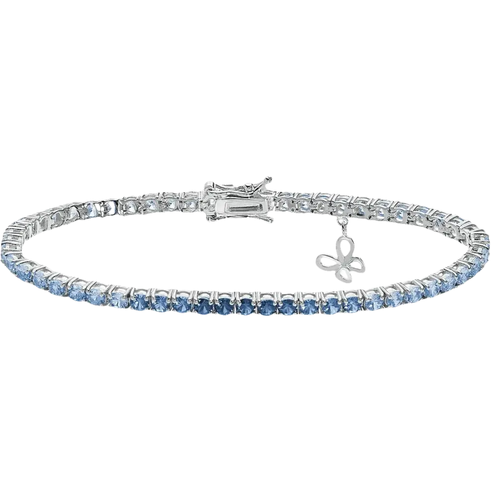 Bracciale Tennis COMETE Argento con Farfalla con pietre blu ombré e farfalla charm