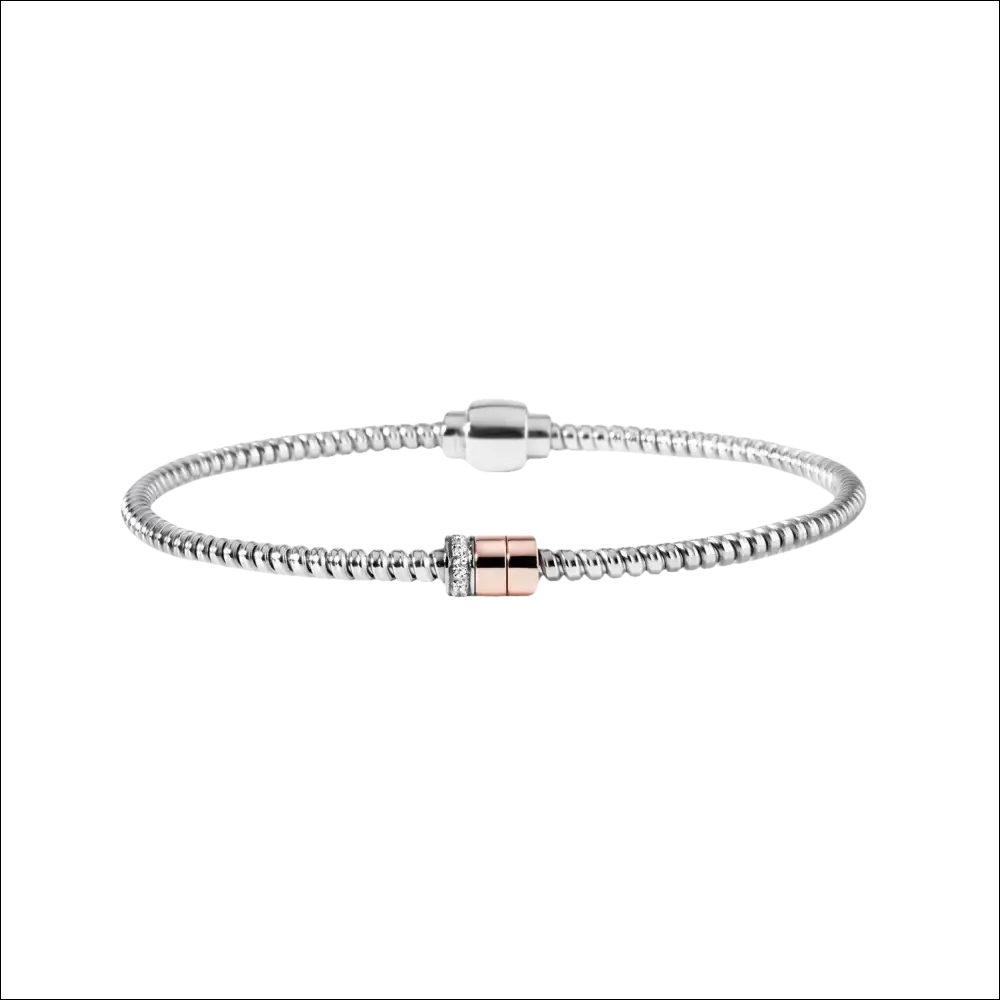 Bracciale Uomo Acciaio Comete Gioielli Fahrenheit con perle d’argento, rosa e diamanti