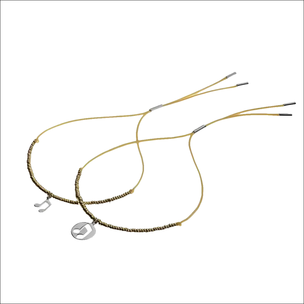 Due collane con perline e charms a forma di nota musicale per coppia WeShare