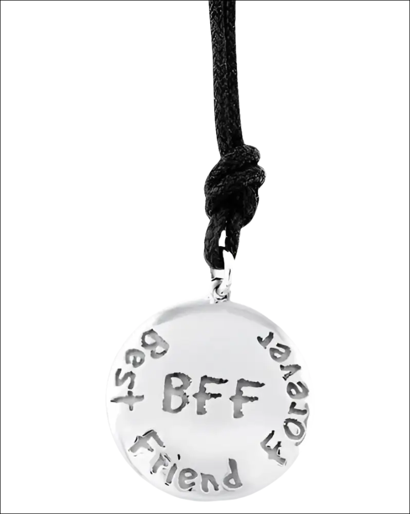 Medaglione BFF in argento su collana nera Ciondolo Simboli di Tendenza