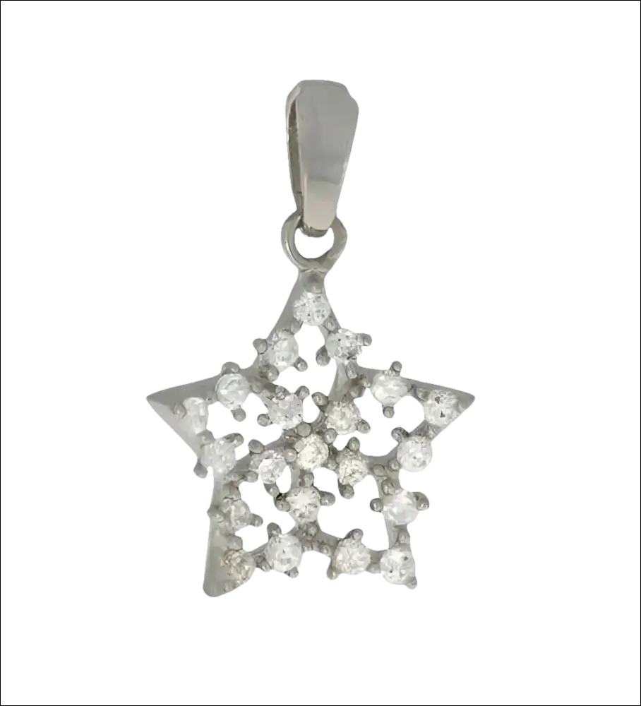 Ciondolo Stella Oro Bianco e Zirconi AMBROSIA ACZ 006 con pendente a stella argentata e zirconi