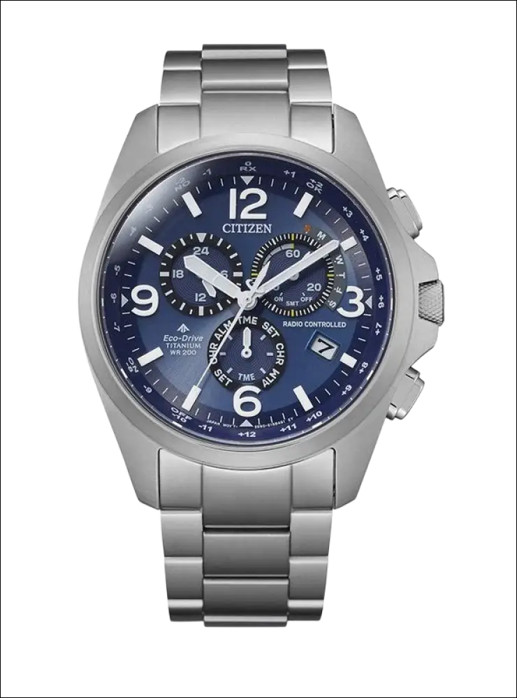 Orologio Citizen RadioControllato Crono SuperTitanio CB5930-82L con quadrante blu acciaio