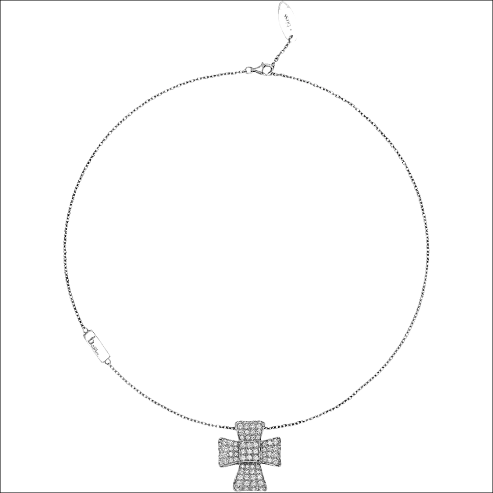 Collana Argento Croce Zirconi con ciondolo a croce in pavé di diamanti