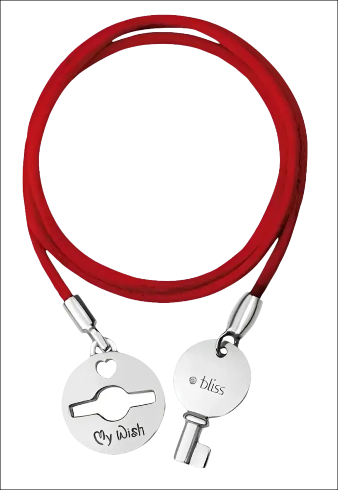 Bracciale con corda rossa, chiave e lucchetto in argento per Collana Bliss My Wish