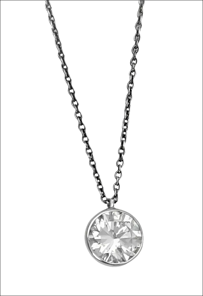 Collana Bliss Punto Luce Zircone Argento con ciondolo rotondo e pietra lucida chiara
