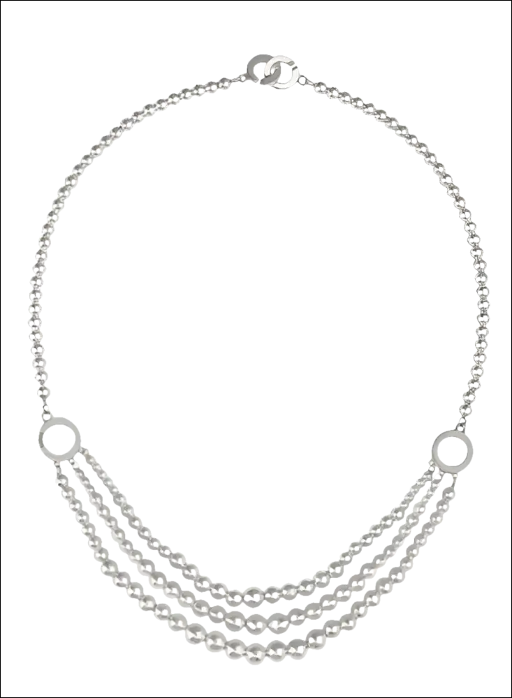 Collana Charleston Argento e Perle con multi-strand di perle e dettagli gem-studded