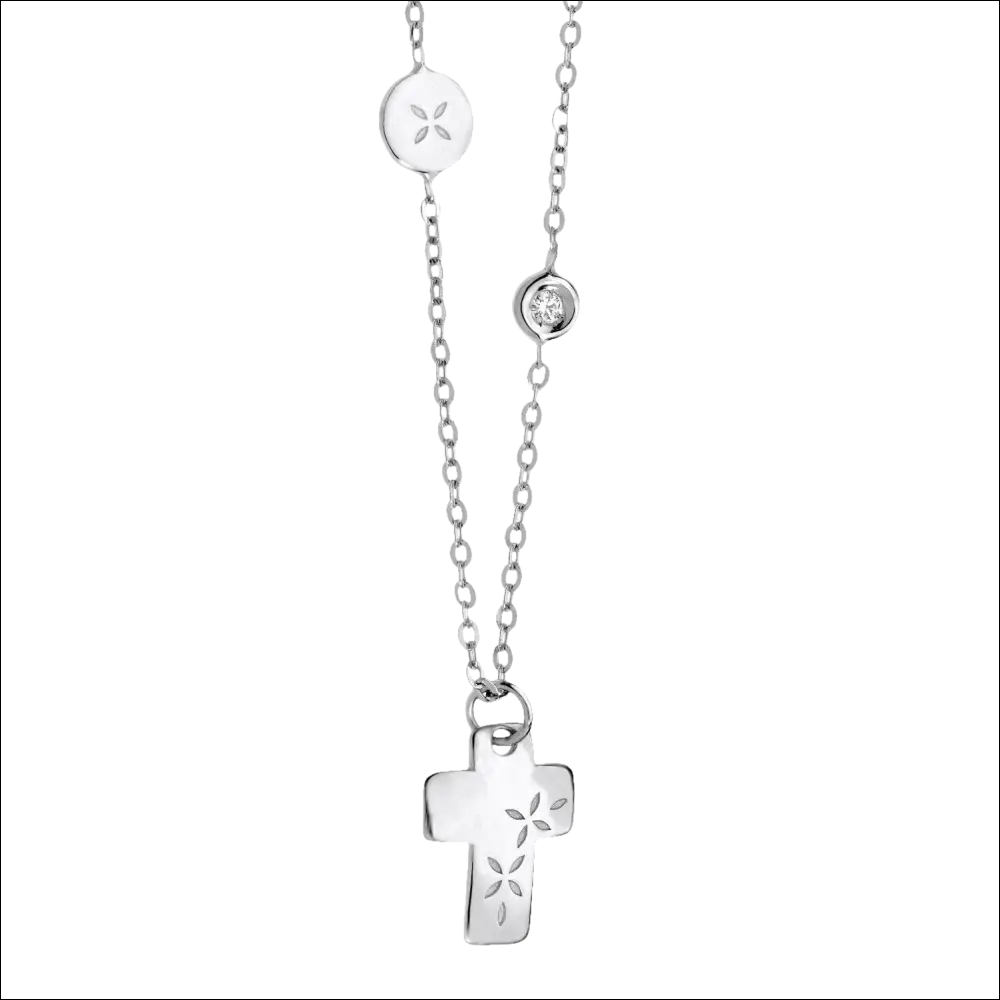 Collana Croce Oro e Diamanti COMETE GIOIELLI con catena argento e pendente a croce