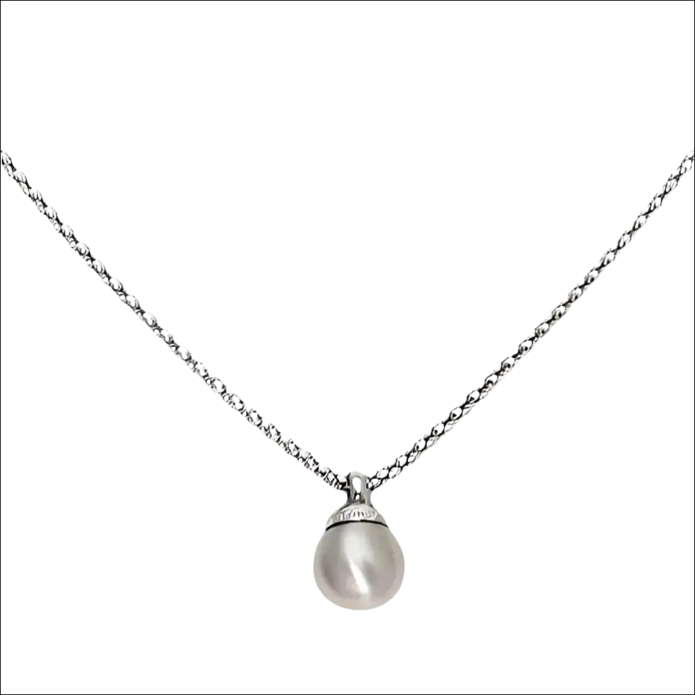 Collana Galileo Oro Bianco Sparkling Glamour con catena argento e pendente di perla barocca grigia chiara