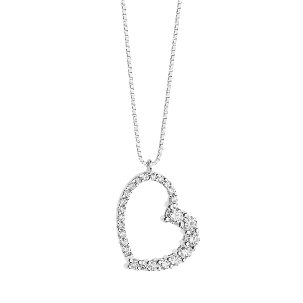 Collana con cuore di diamanti COMETE GLB 1520 in oro bianco con pendente a forma di cuore