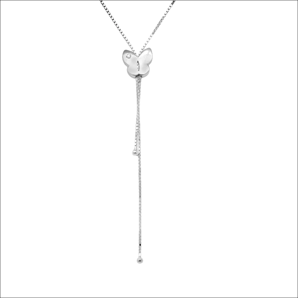 Collana Salvini Farfalla saliscendi Oro Bianco con pendente farfalla in argento e gemma chiara