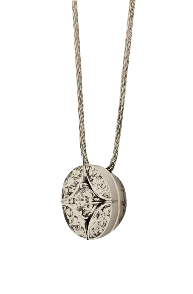 Collana SALVINI Oro Bianco e Diamanti Fleur Ronde con ciondolo rotondo in argento e dettagli scintillanti