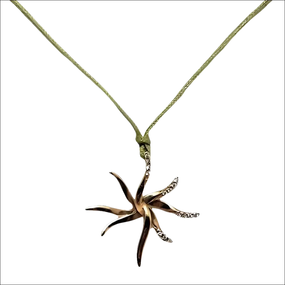 Pendente multibraccio in oro giallo con diamanti e corda verde Collana Sole GLB 500