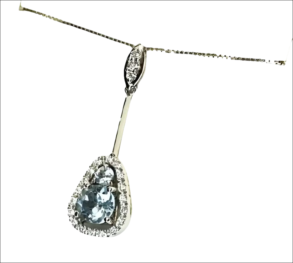 Collana Salvini Dahlia con pendente in acquamarina a pera e diamanti in argento