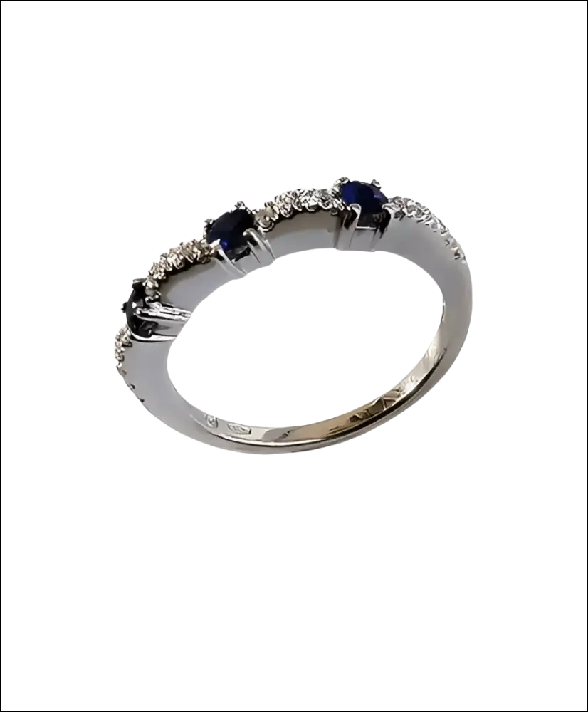 Fedina Salvini oro bianco con diamanti e zaffiri blu quadrati