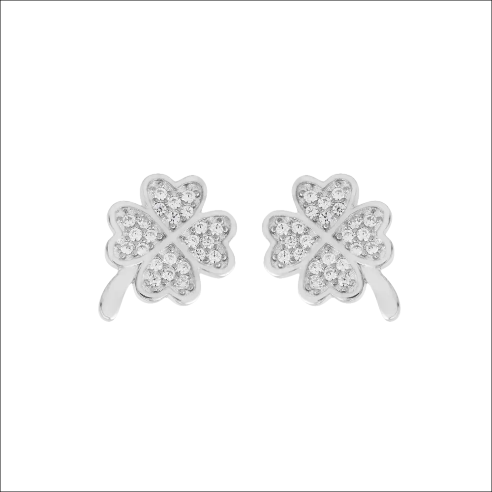 Orecchini AMBROSIA argento quadrifoglio con cristalli zirconi brillanti|bonini-gioielli