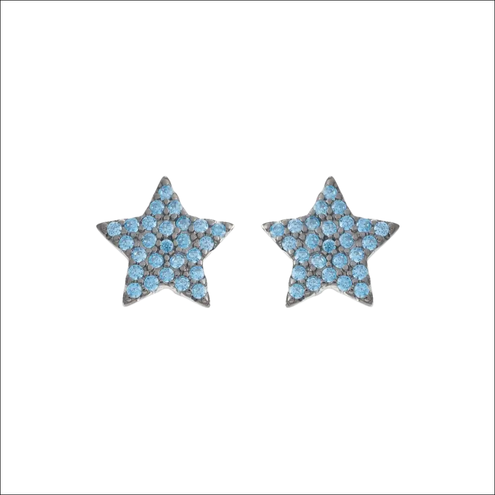 Orecchini Ambrosia argento con stellina pavé zirconi azzurri a forma di stella