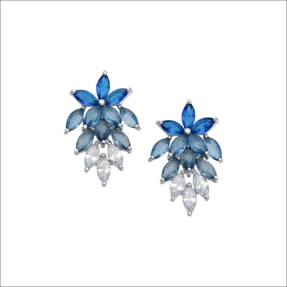 Orecchini Comete argento zirconi azzurri glamour taglio marquise blu