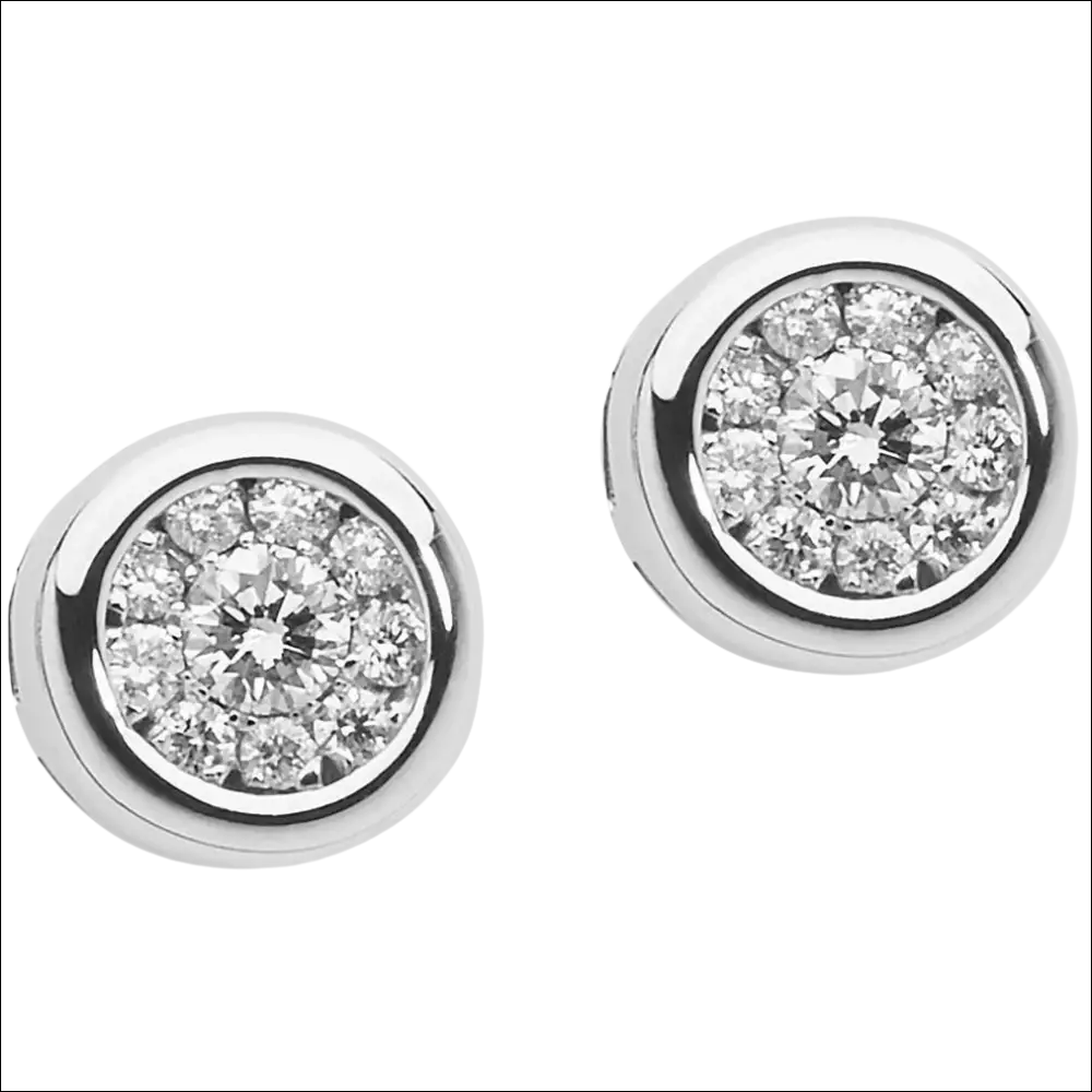 Orecchini Diamanti Pavé COMETE GIOIELLI con diamanti tondi in oro bianco e halo di pavé