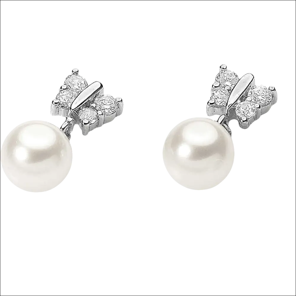 Orecchini Farfalla e Perla AMBROSIA in argento sterling con cubic zirconia