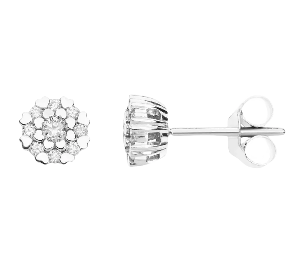 Orecchini Oro e Diamanti Collezione Amour con cluster di diamanti scintillanti e cuori