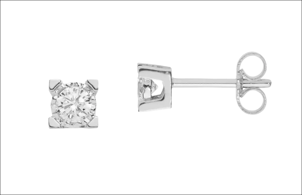 Orecchini COMETE Momenti: diamanti rotondi in oro bianco con chiusura farfalla