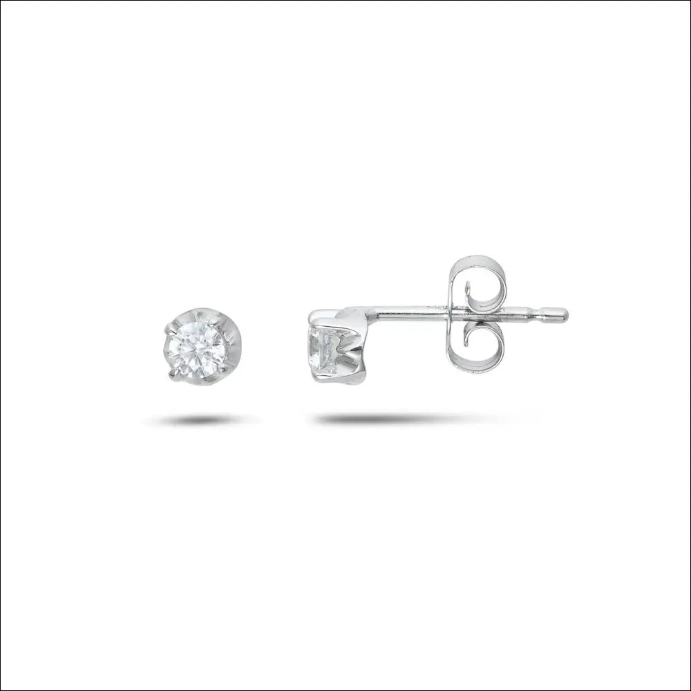 Orecchini Punto Luce Oro Bianco e Zirconi AMBROSIA AOZ 525 - orecchini