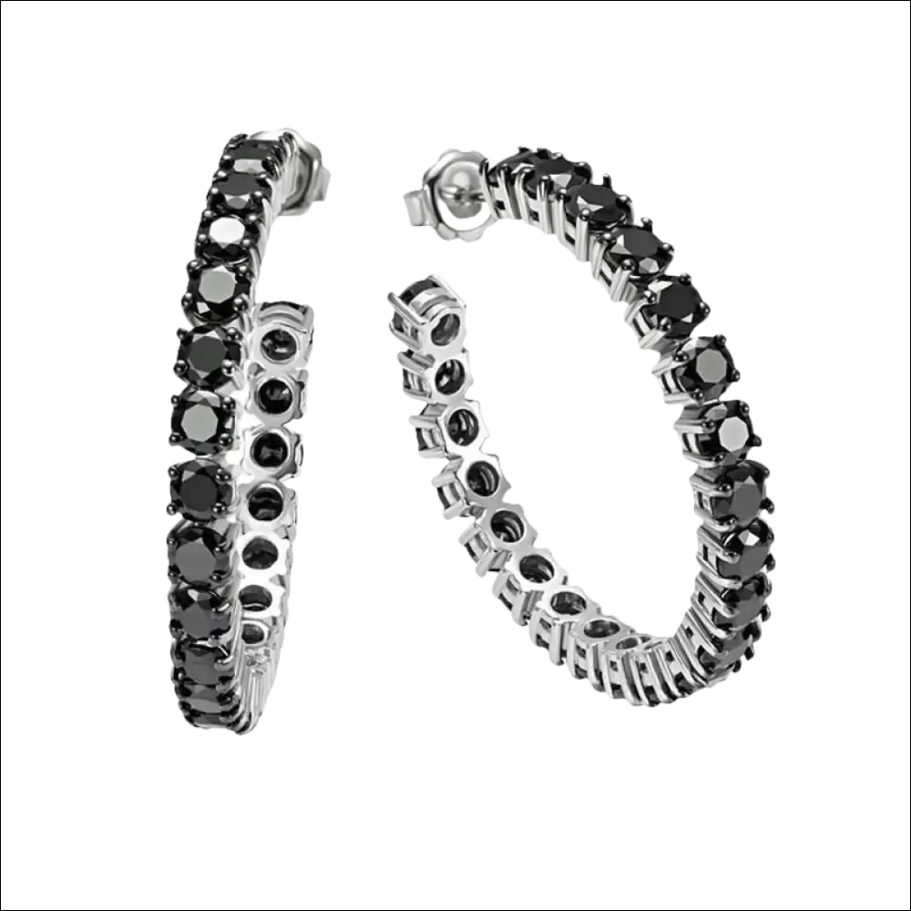 Orecchini Veretta Argento e Zirconi Neri Bliss Material Girl con cerchi in argento e diamanti neri