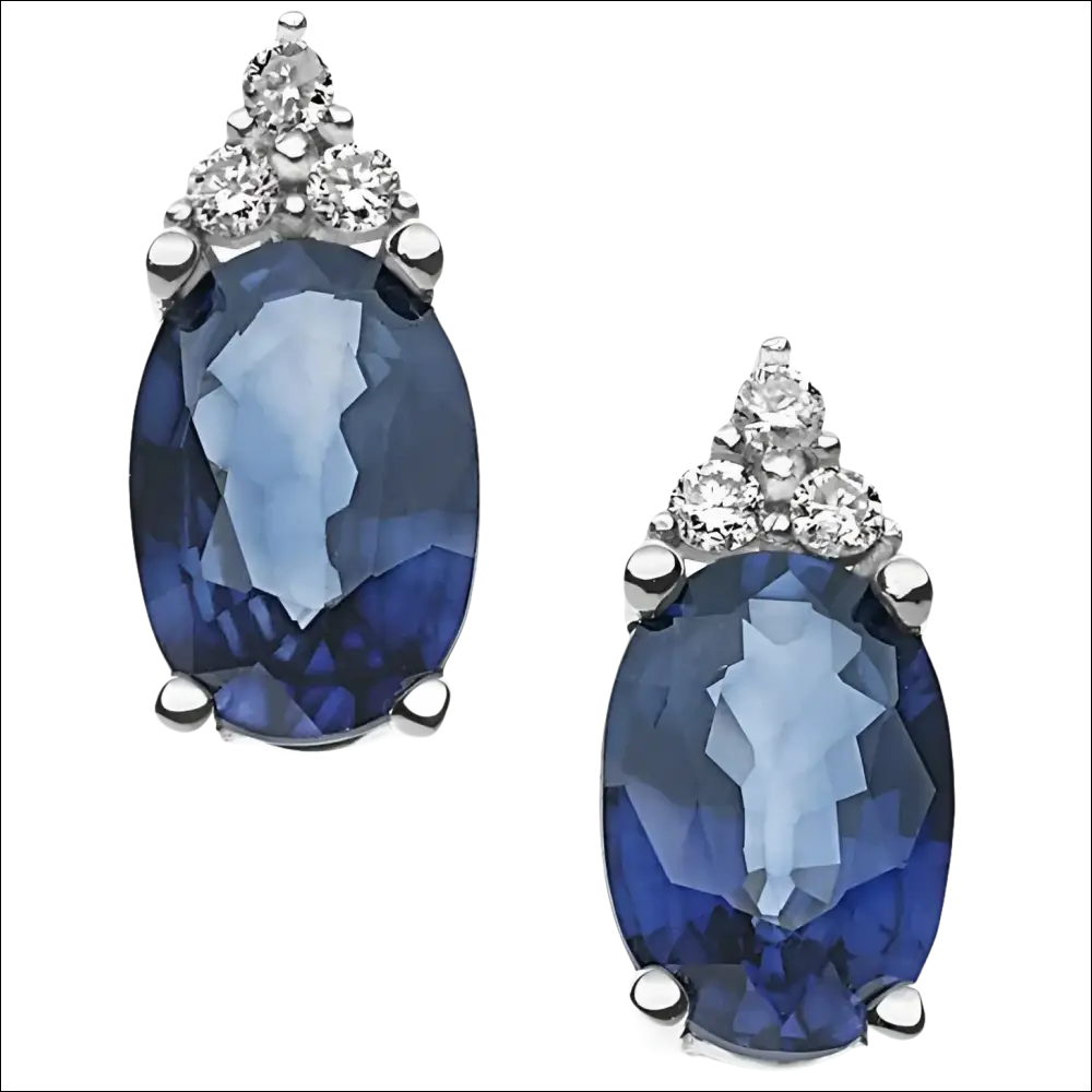 Orecchini Zaffiri Blu e Diamanti con coppia di orecchini in oro bianco con zaffiri e diamanti
